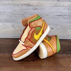 Nike Air Jordan 1 Mid Cheeseburger Mens Size 11 Flax Sesame IB7403 224